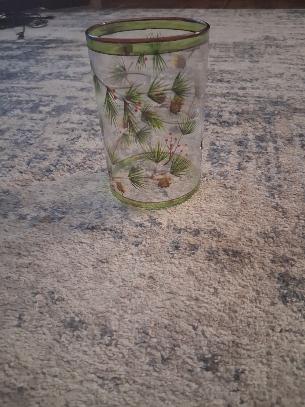 Pine Needle Glass Candle Holder in Green